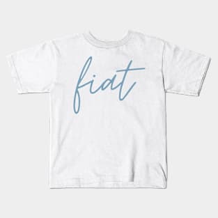 Virgin Mary's Fiat Light Blue Thin Cursive Kids T-Shirt